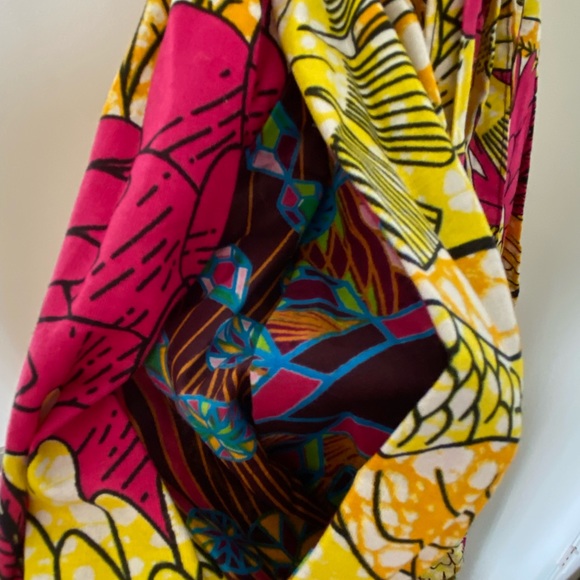 Grass-Fields African Print Halter Maxi Dress, Pink and Yellow, Small - Picture 9 of 10